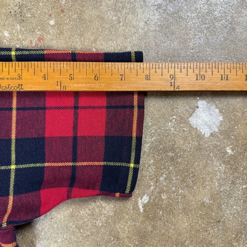 Vintage Ralph Lauren Plaid Polo Men's‎ L Red Black Chambray Crest Made in USA
